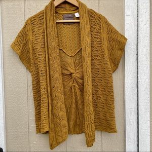 Anthro Guinevere Twisted Back Crochet Cardigan